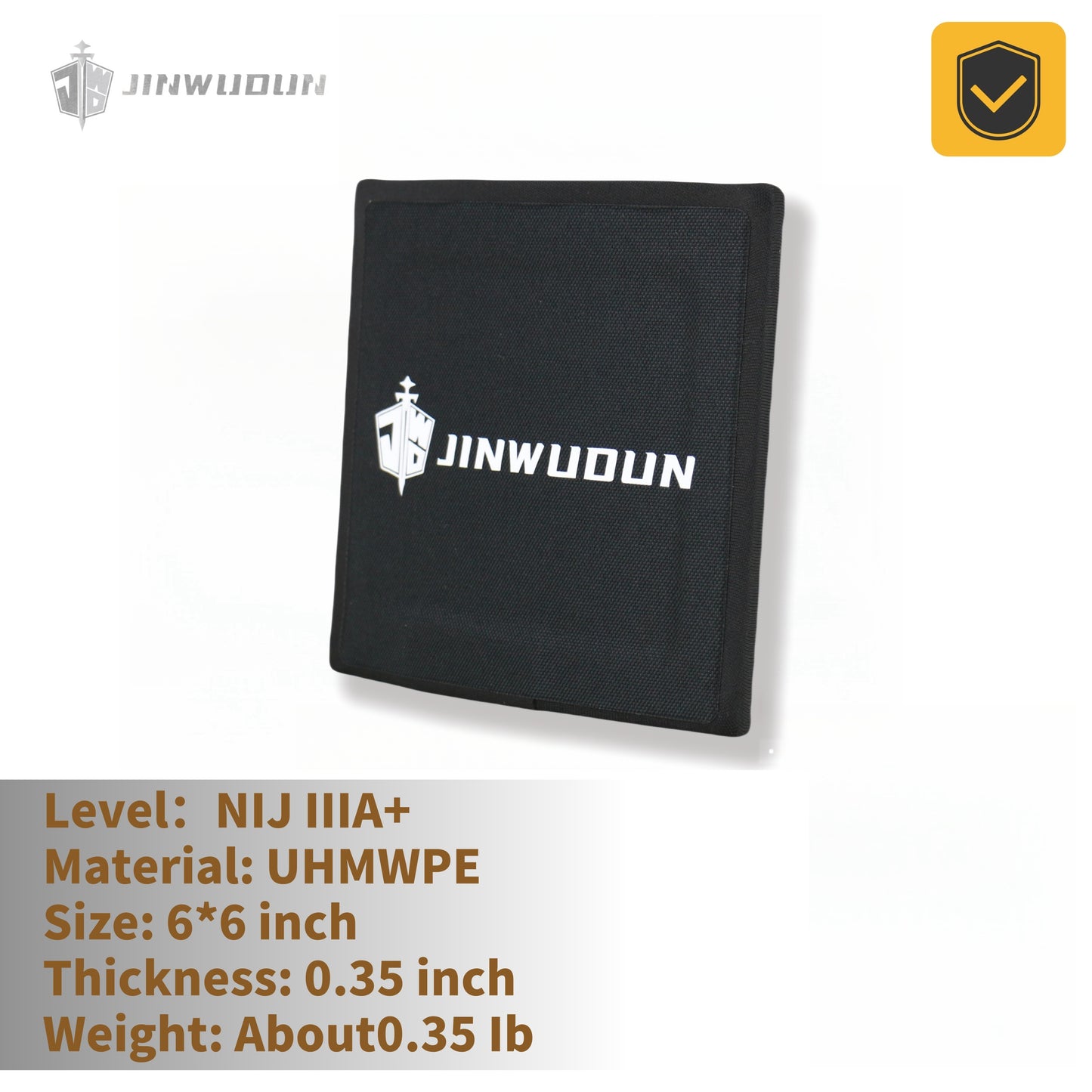 Level IIIA+ 6x6 Inch UHMWPE Bulletproof Waist Plate , Lightweight Tactical Protection