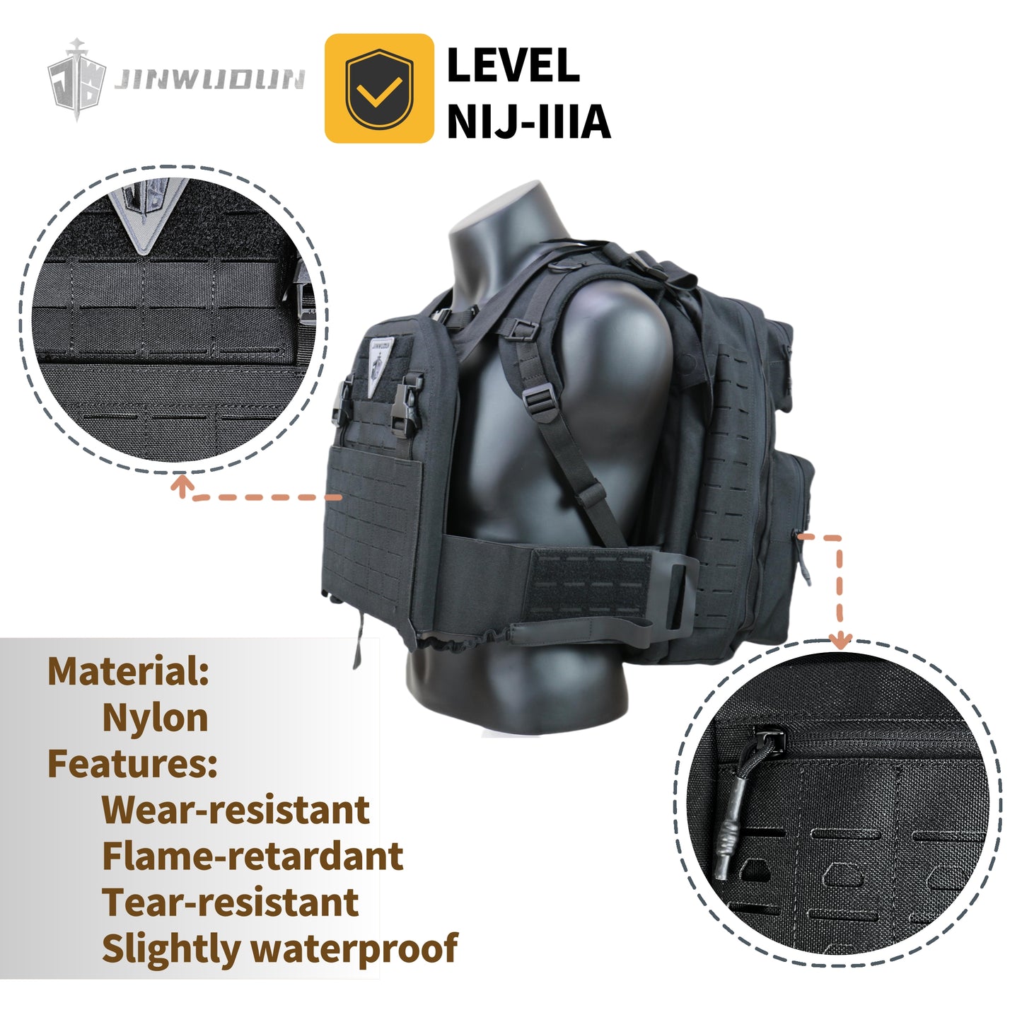 Tactical Bulletproof Backpack,3-Second Quick-Convert Level III Protection, Nylon Material, 15-20L Capacity Bag Bulletproof