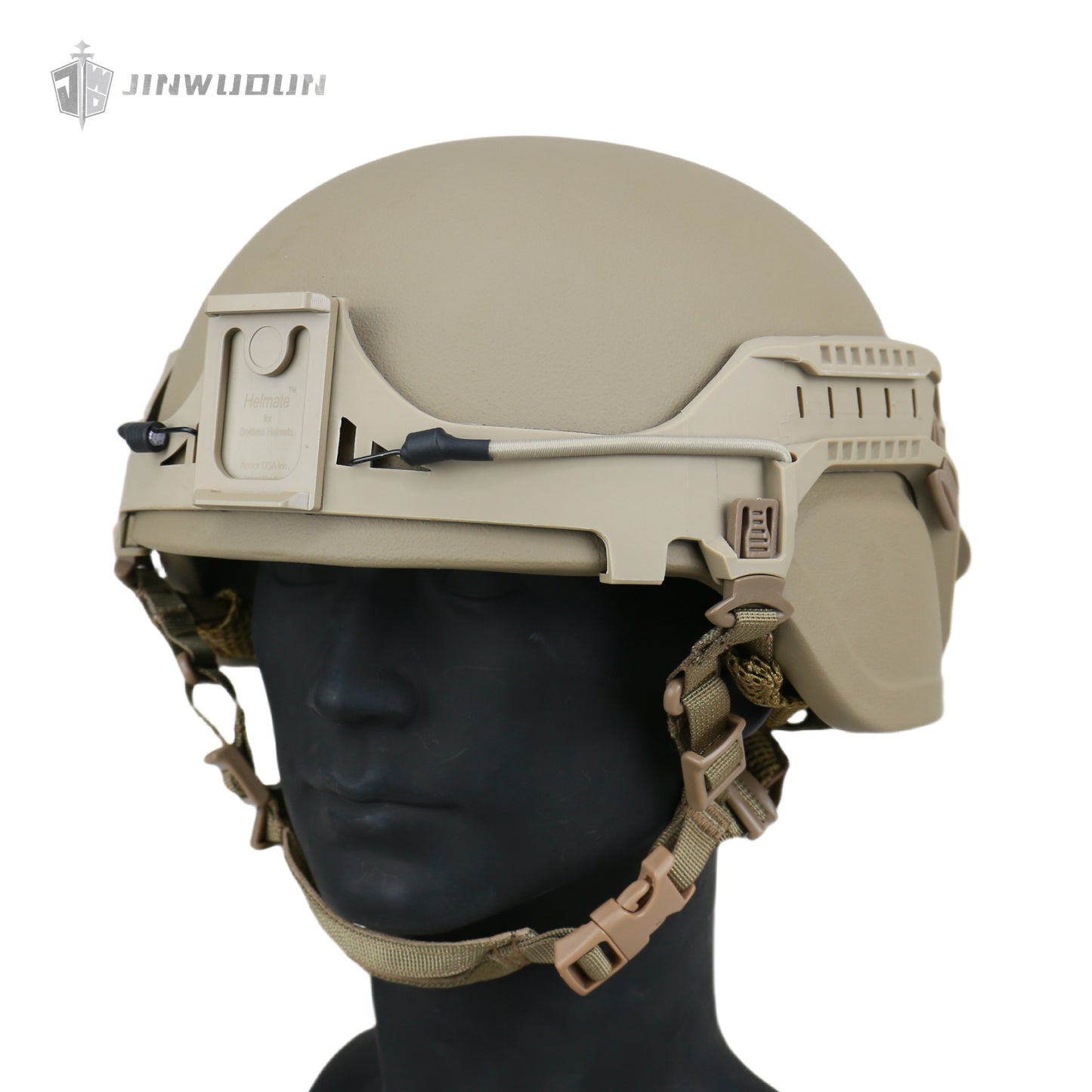 ACH MICH2000 Ballistic Helmet NIJ Level IIIA - Ballistic Helmet + Bolt-less Rail System with Integrated Night Vision Goggle Mount & Bungees