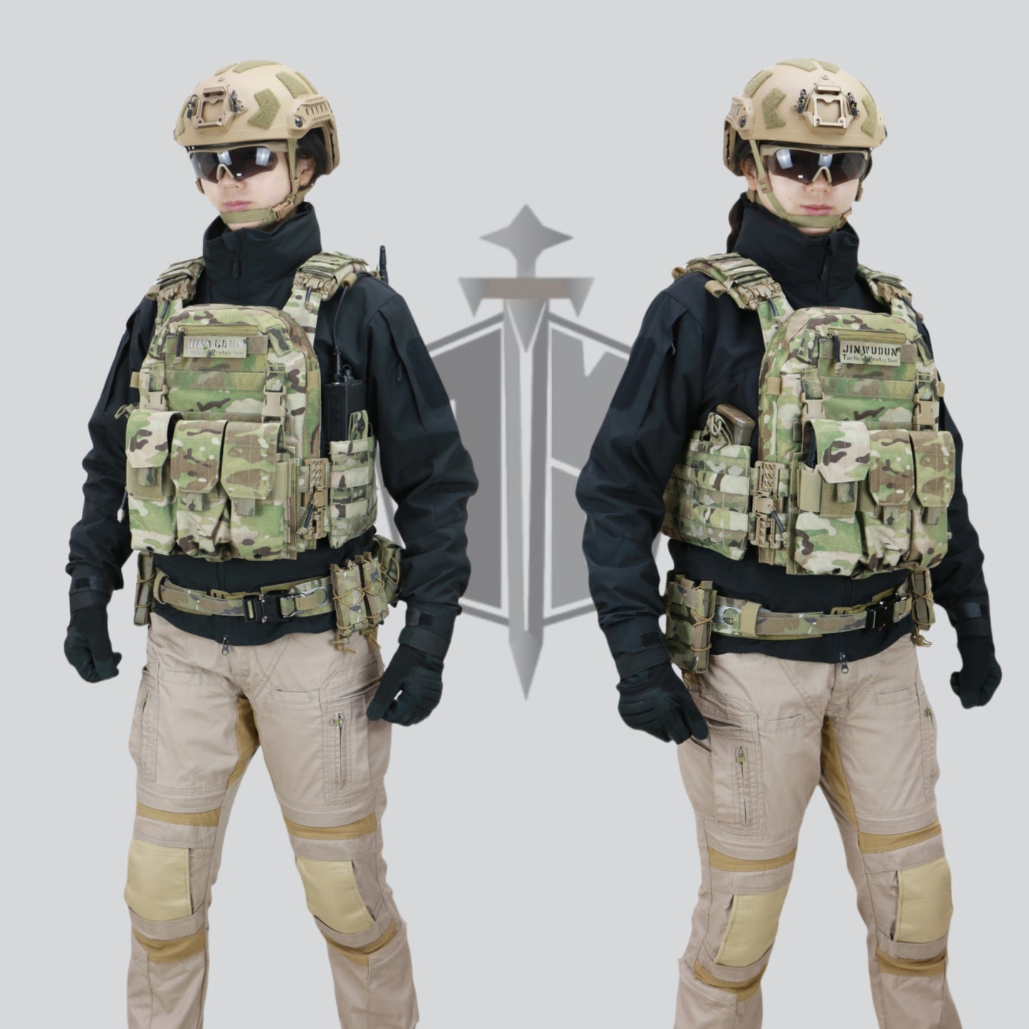 JWD-6094 tactical bulletproof vest is made of 1000D nylon material and can carry two bulletproof plates on the front and back