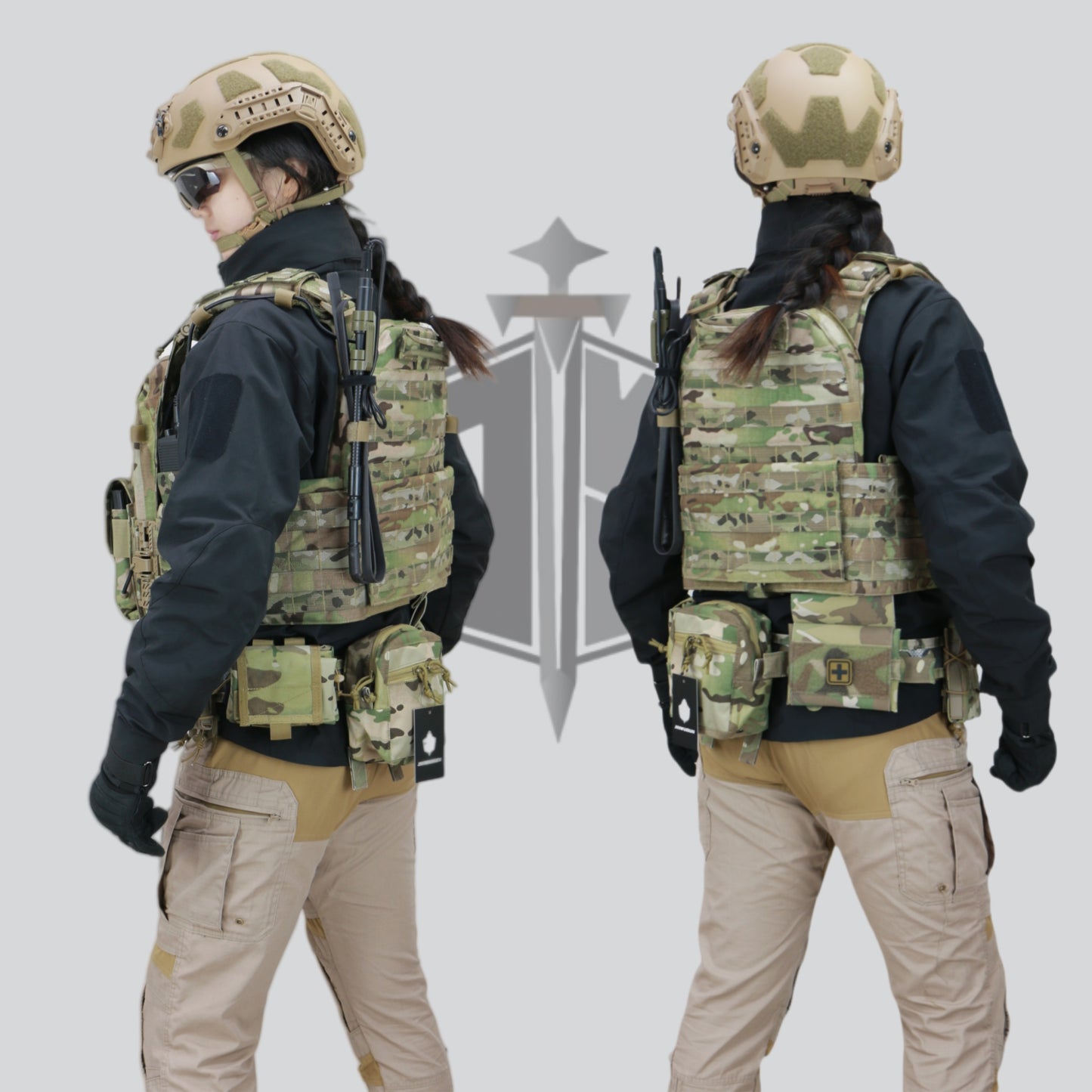 JWD-6094 tactical bulletproof vest is made of 1000D nylon material and can carry two bulletproof plates on the front and back