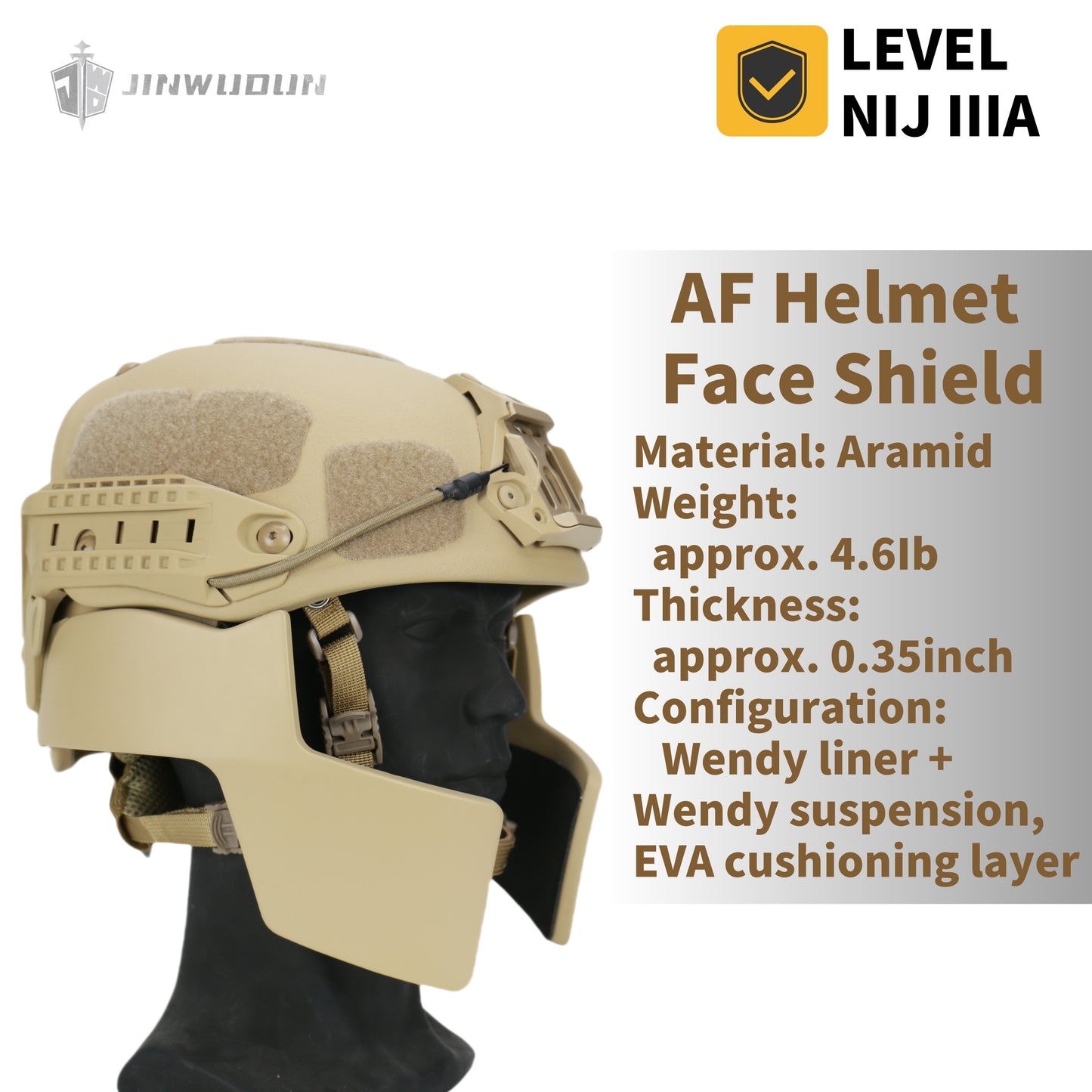 IIIA level AF split bulletproof helmet + bulletproof mask set aramid material