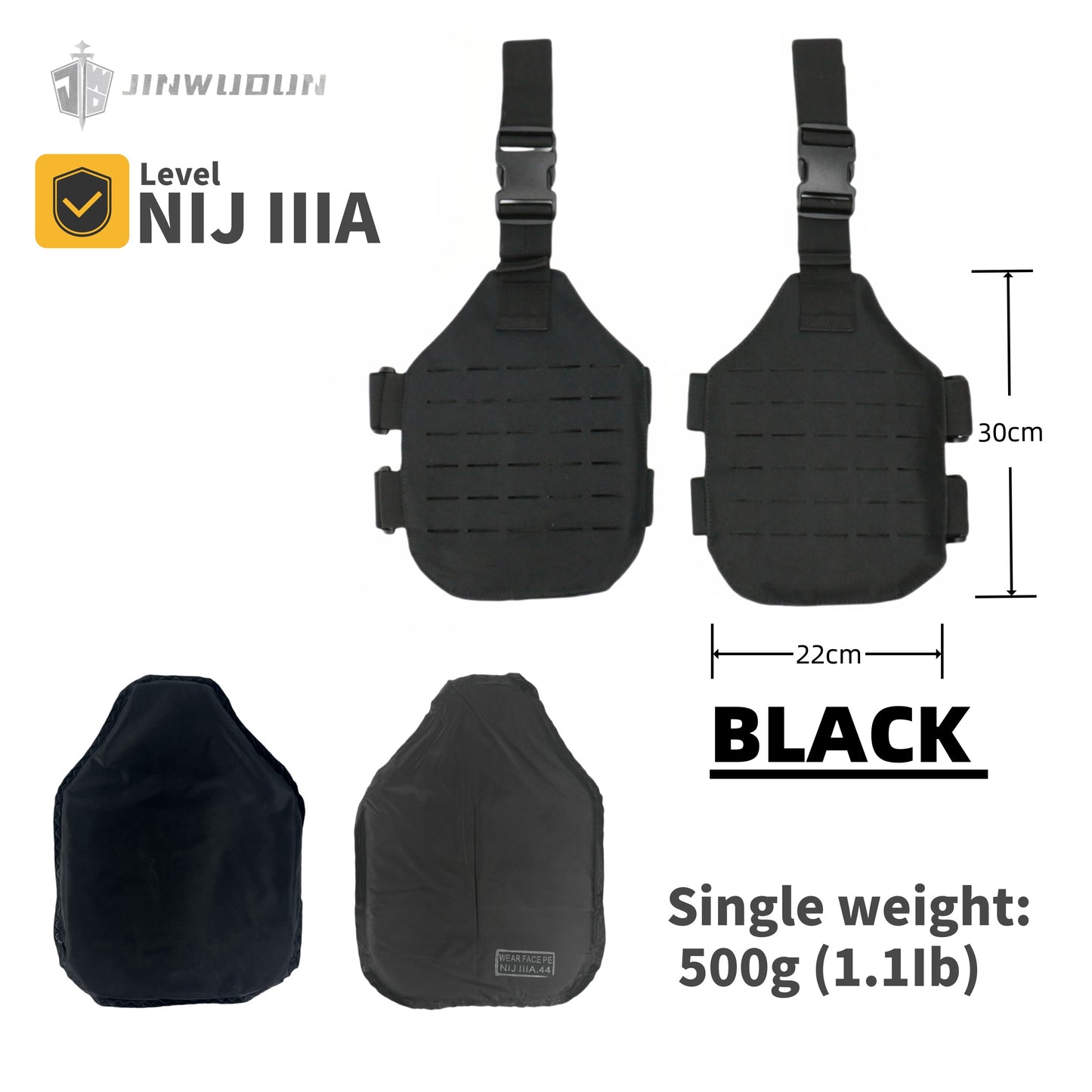 Tactical vest Body Armor Accessory Kit - NIJ IIIA Bulletproof Shoulder, Neck, Thigh, Groin, and Abdomen Protection