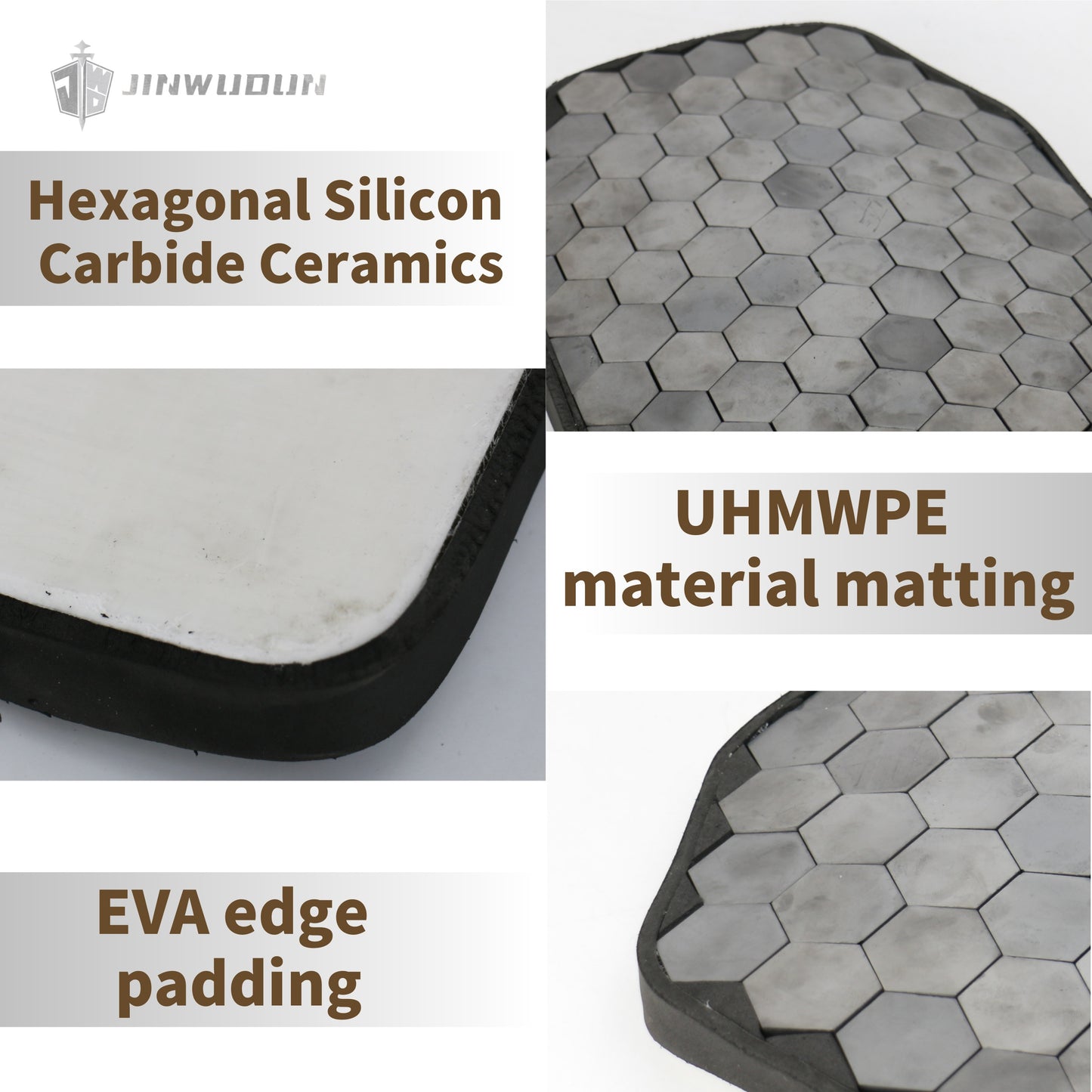 Level NIJ IV Ballistic Plate with Hexagonal Silicon Carbide Ceramic Full Layup Process 10x12inch Ballistic Inserts