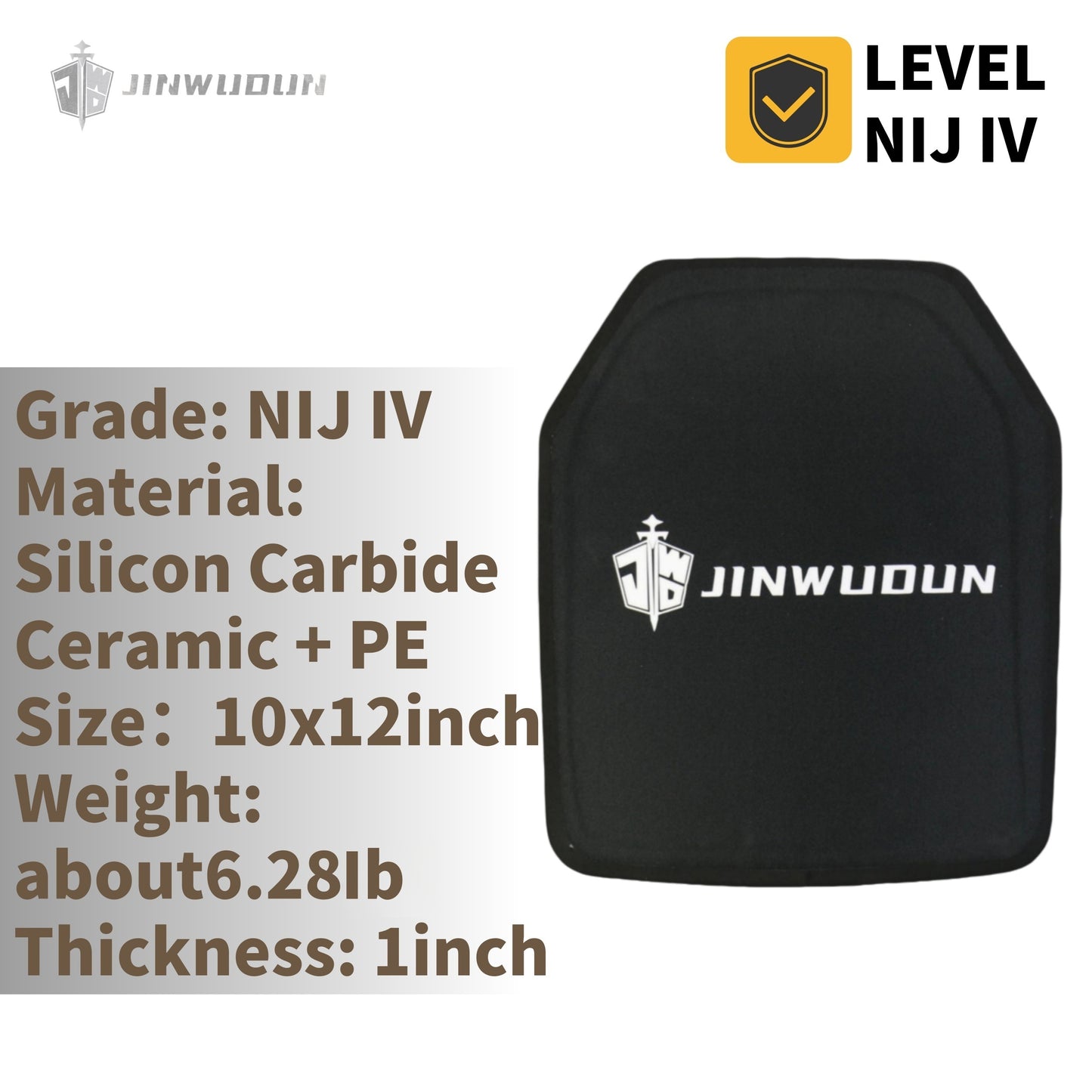 Level NIJ IV Ballistic Plate with Hexagonal Silicon Carbide Ceramic Full Layup Process 10x12inch Ballistic Inserts
