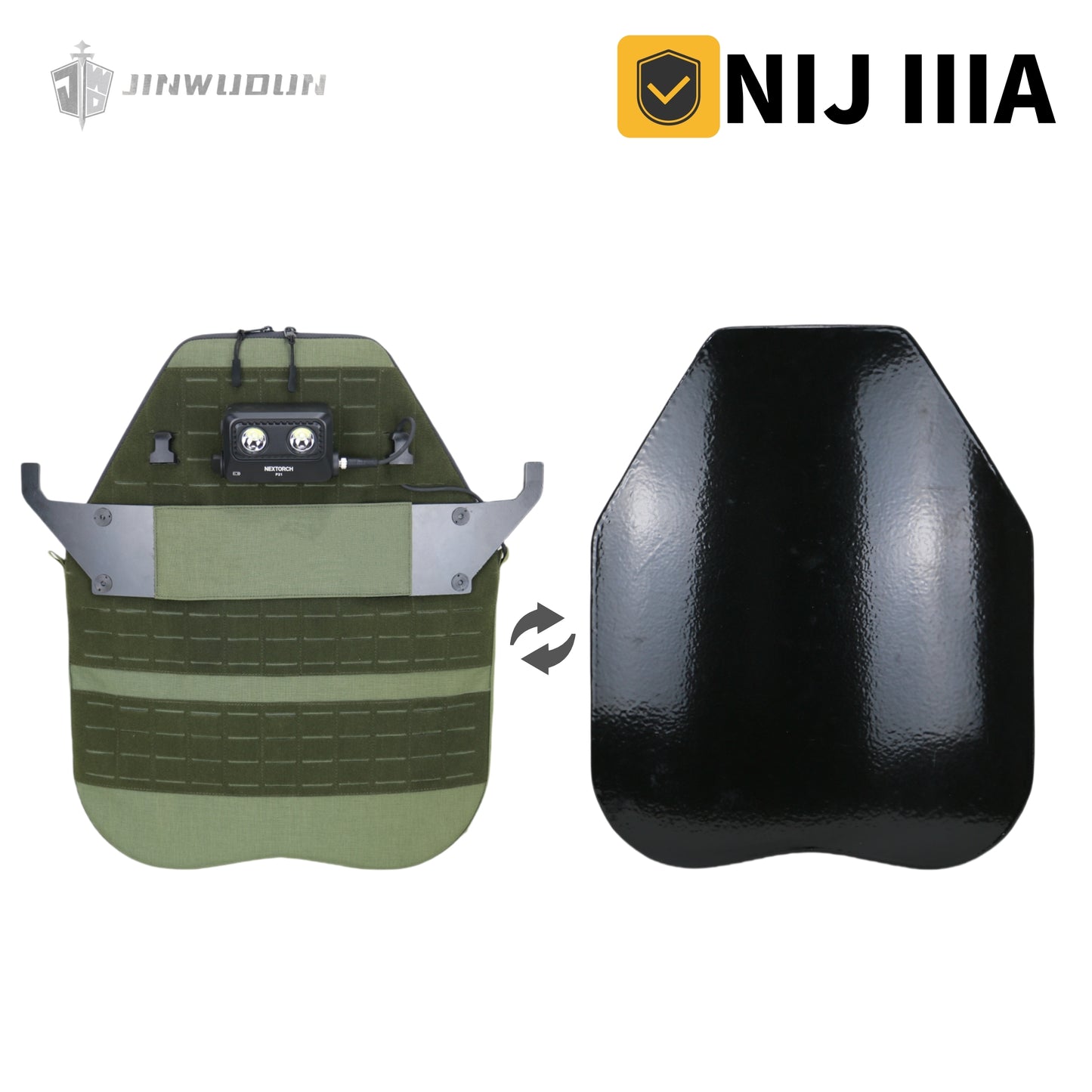 JWD-Level NIJ IIIA tactical quick-response bulletproof shield, lightweight and multi-purpose with strobe light, UHMWPE material