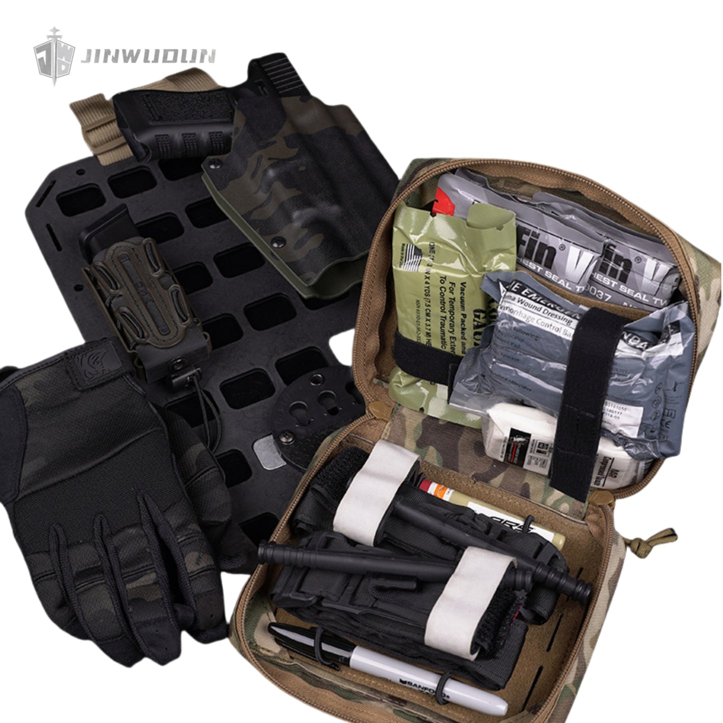 Portable vehicle-mounted multi-purpose outdoor survival equipment accessory kit Attacker medical kit