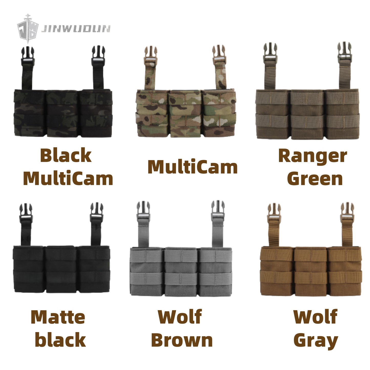 Triple 7.62 magazine pouch (medium) front panel with original imported fabric buckle