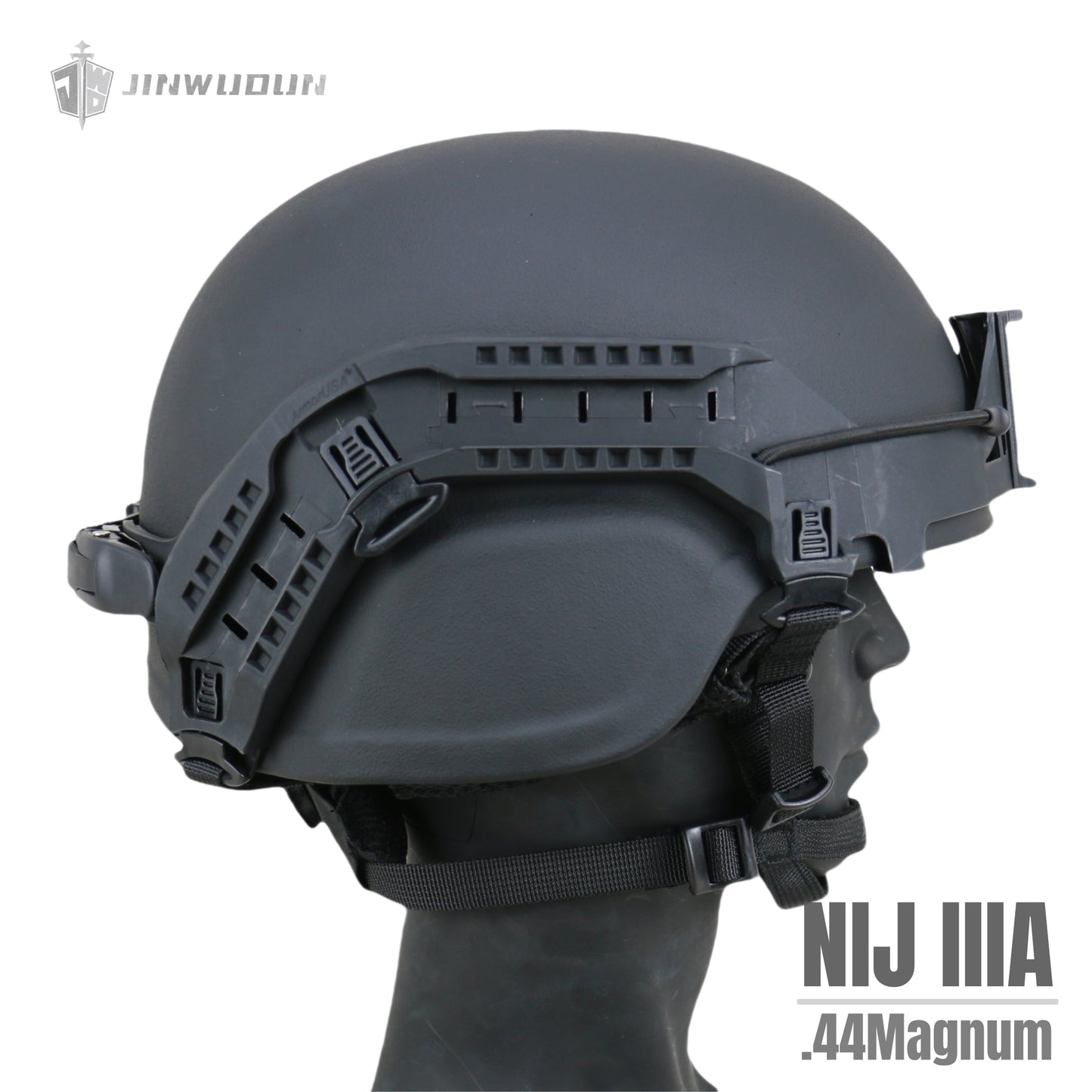 ACH MICH2000 Ballistic Helmet NIJ Level IIIA - Ballistic Helmet + Bolt-less Rail System with Integrated Night Vision Goggle Mount & Bungees