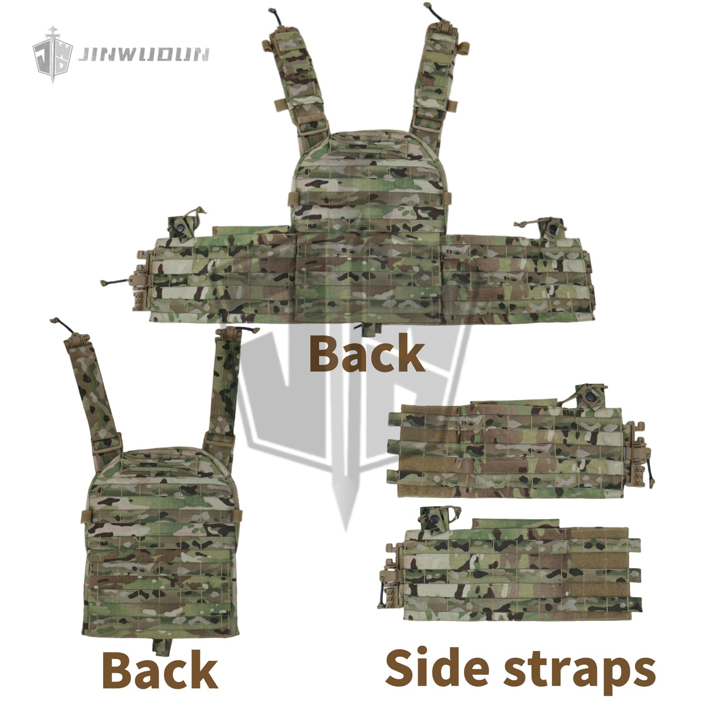 The JWD-6094 tactical vest is made of 1000D nylon and can carry two bulletproof plates on the front and back.