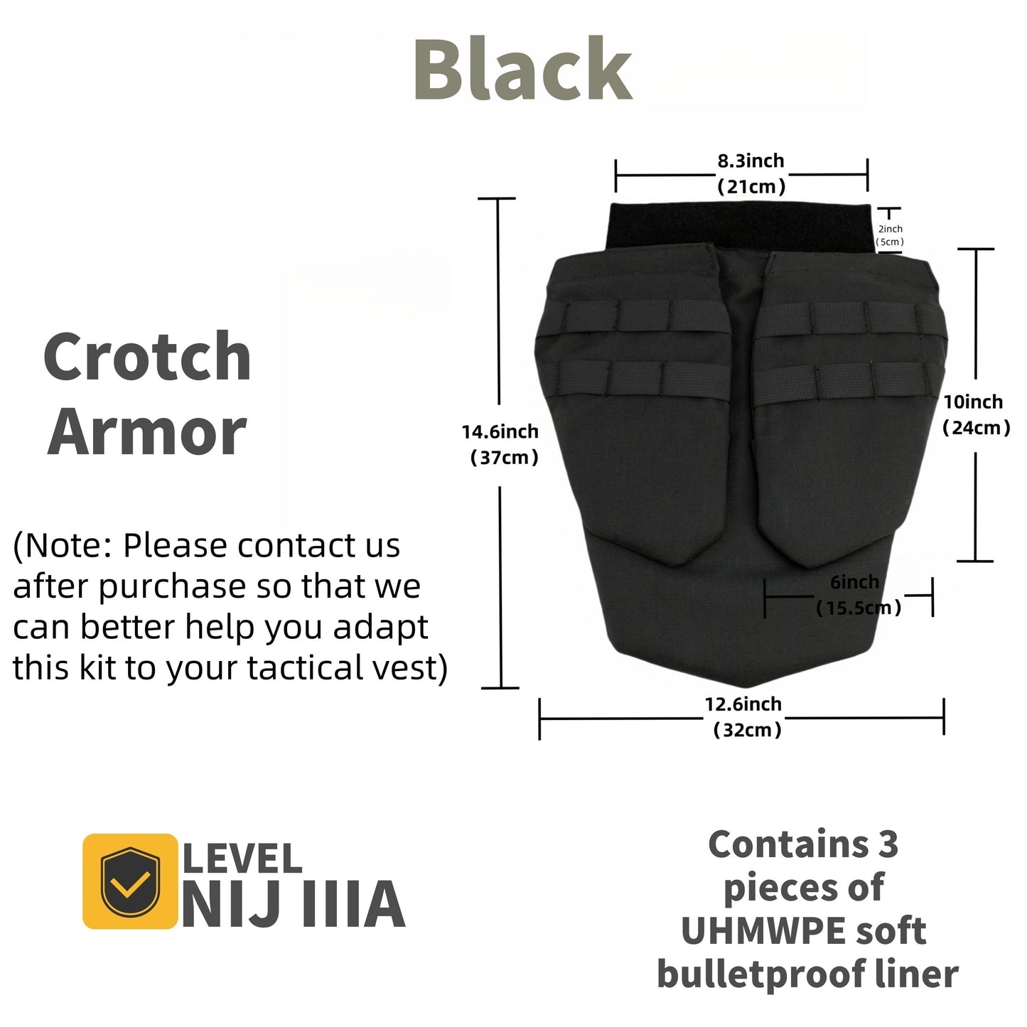 Tactical vest Body Armor Accessory Kit - NIJ IIIA Bulletproof Shoulder, Neck, Thigh, Groin, and Abdomen Protection