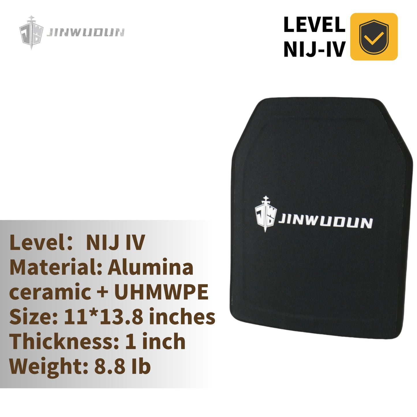 NIJ-IV bulletproof plate, Alumina ceramic + PE, 11*13.8 inch enlarged bulletproof plate
