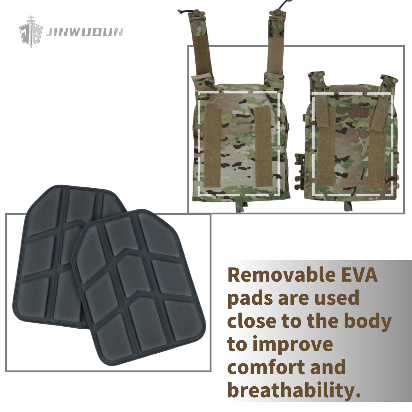 The JWD-6094 tactical vest is made of 1000D nylon and can carry two bulletproof plates on the front and back.