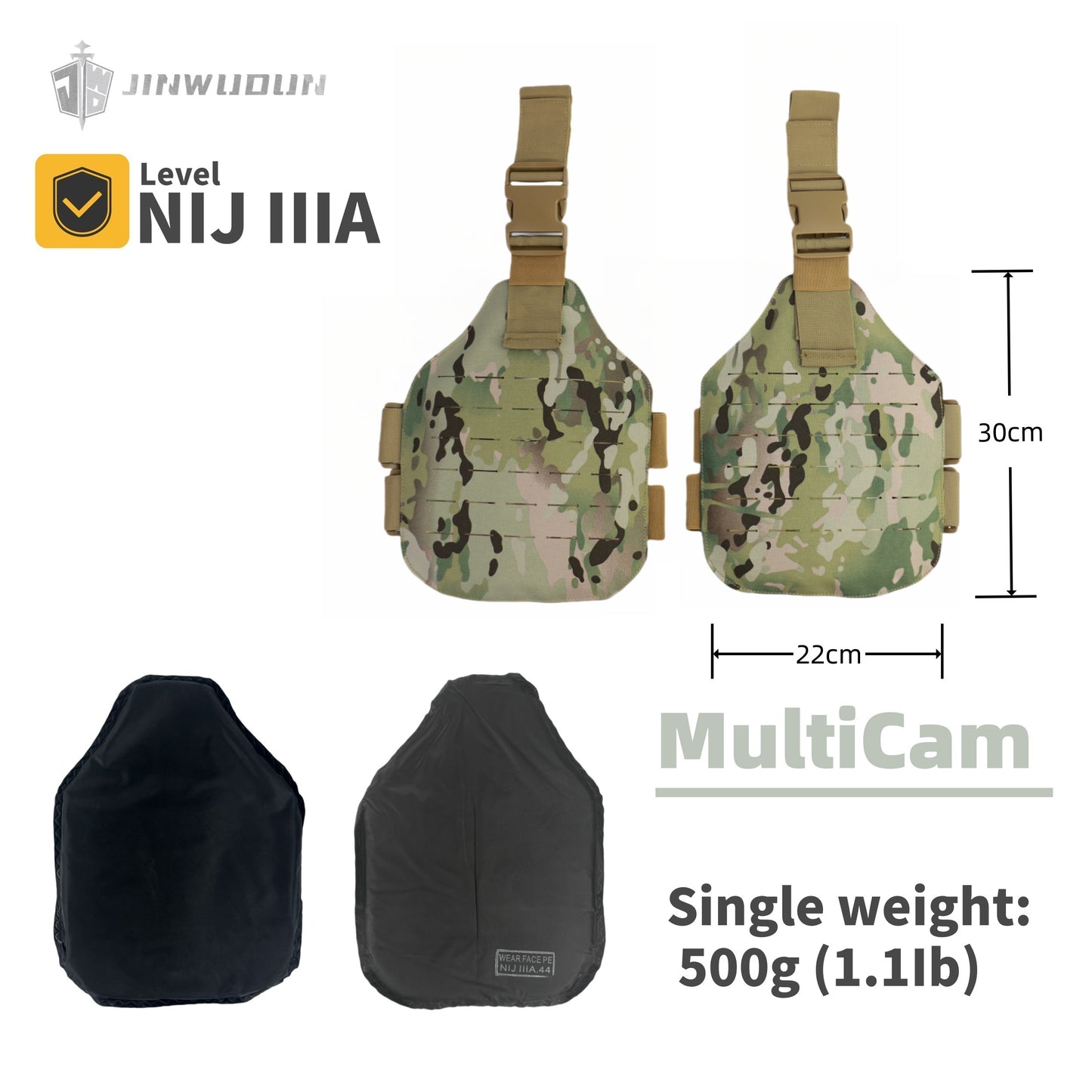 Tactical vest Body Armor Accessory Kit - NIJ IIIA Bulletproof Shoulder, Neck, Thigh, Groin, and Abdomen Protection