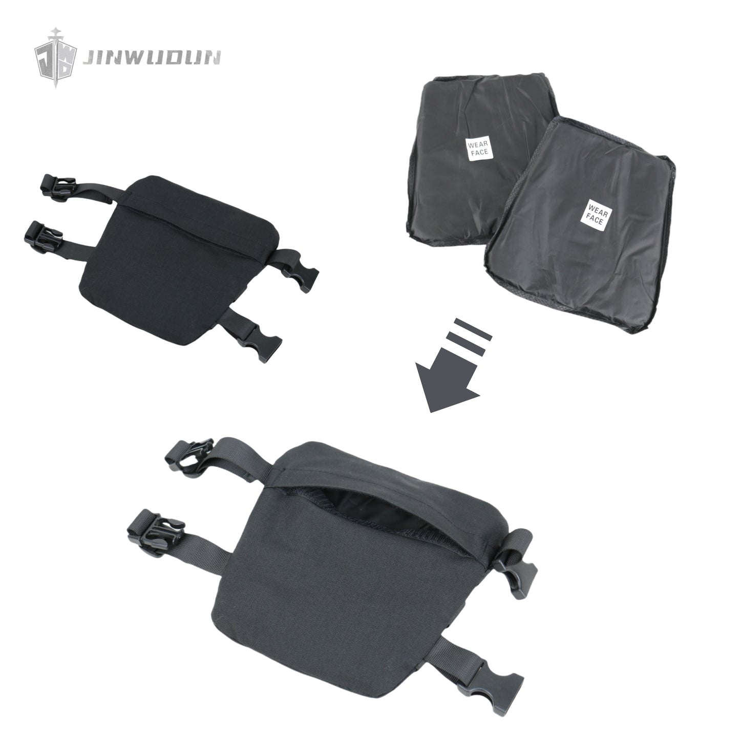JWD-Level NIJ IIIA bulletproof arm guard with 1000D nylon fabric and MOLLE webbing