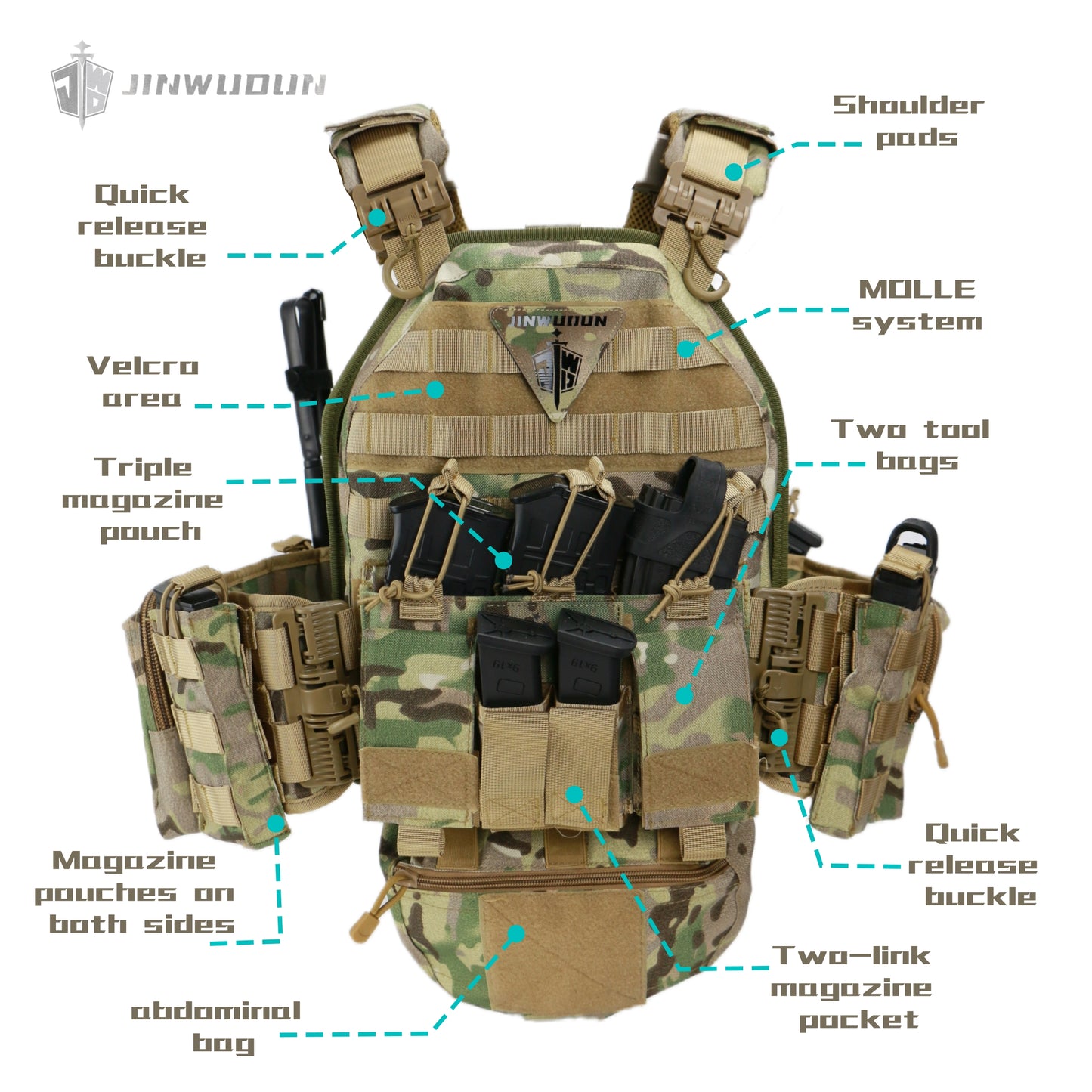 6094 tactical vest equipped with quick release buckle