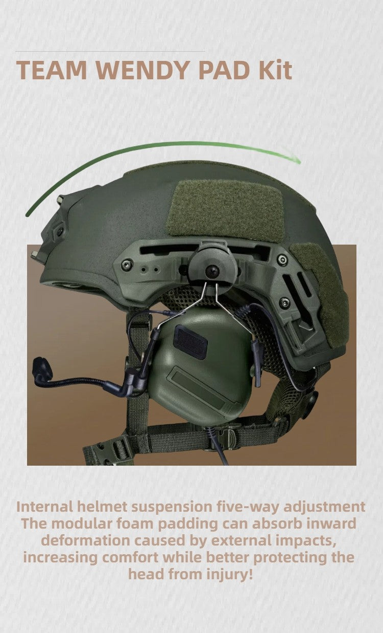 High-Cut WENDY Tactical Helmet - NIJ IIIA Protection Level with Polyurea Coating for Enhanced Impact Resistance