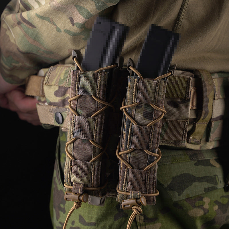 Tiger long double quick-draw magazine pouch for 9mm/45acp molle mount