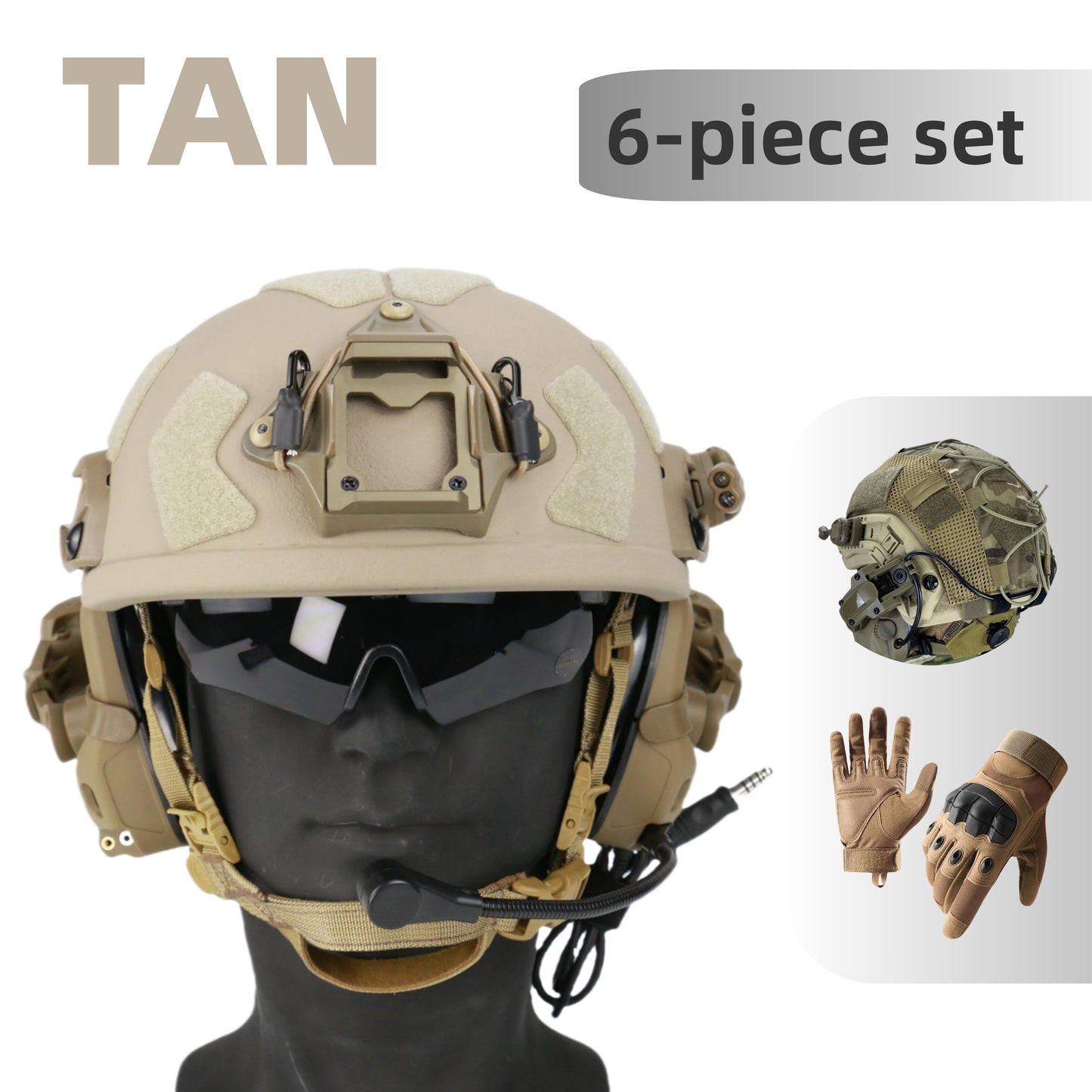 Level IIIA+ High Cut Bulletproof Helmet, 6-Piece Set