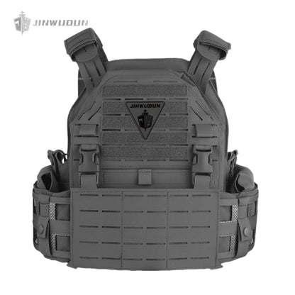 LG4 tactical vest with Cordura fabric, laser molle cut, thickened shoulder pads and built-in storage bags on both sides.
