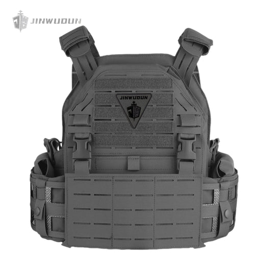 LG4 tactical vest with Cordura fabric, laser molle cut, thickened shoulder pads and built-in storage bags on both sides.