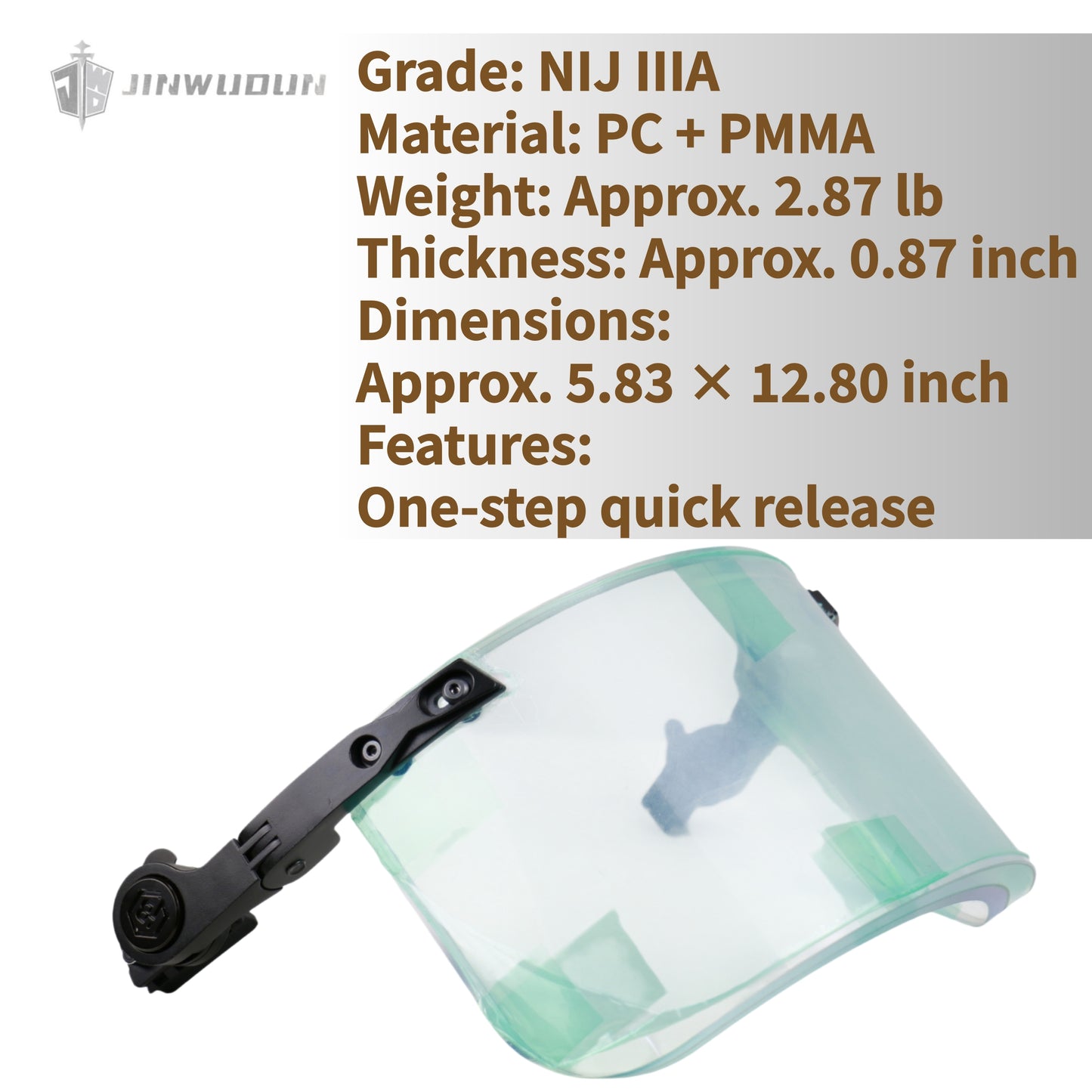 JWD-LEVEL NIJ IIIA Bulletproof Face Mask with One-Click Quick-Release Bracket - Universal Face Mask