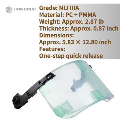 JWD-LEVEL NIJ IIIA Bulletproof Face Mask with One-Click Quick-Release Bracket - Universal Face Mask