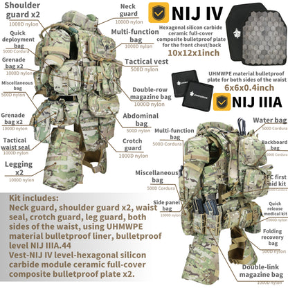 Level NIJ IV Fearless "X" full protection bulletproof vest nylon material tactical bulletproof vest with increased protection