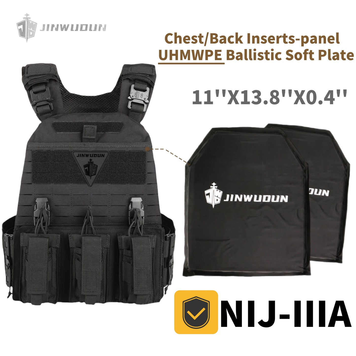 Level IIIA/IV tactical ballistic vest, 11"x13.8" Enlarged bulletproof plate-Type 511 Quick Release Tactical Vest