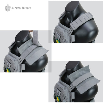 LG4 tactical vest with Cordura fabric, laser molle cut, thickened shoulder pads and built-in storage bags on both sides.