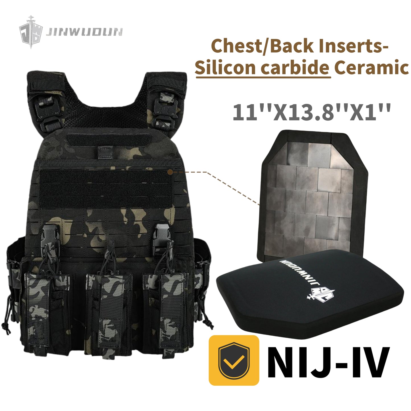 Level IIIA/IV tactical ballistic vest, 11"x13.8" Enlarged bulletproof plate-Type 511 Quick Release Tactical Vest