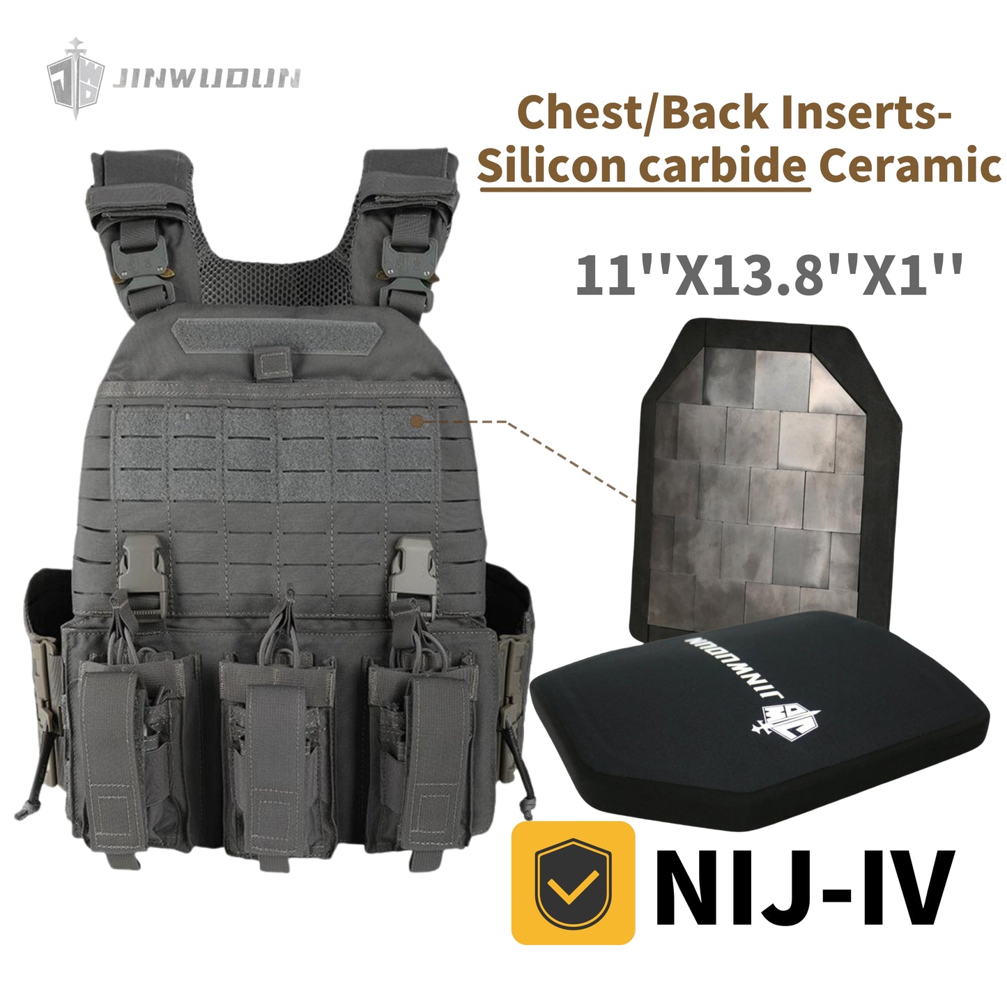 Level IIIA/IV tactical ballistic vest, 11"x13.8" Enlarged bulletproof plate-Type 511 Quick Release Tactical Vest