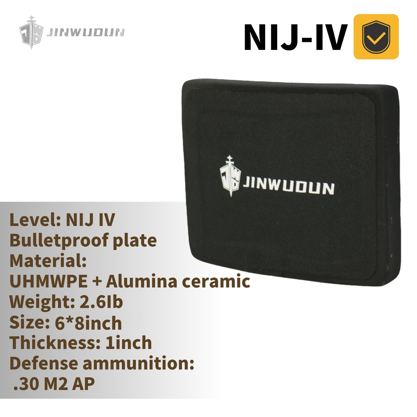 NIJ IV Bulletproof plate 6" x 8" waist ballistic insert-Alumina ceramics