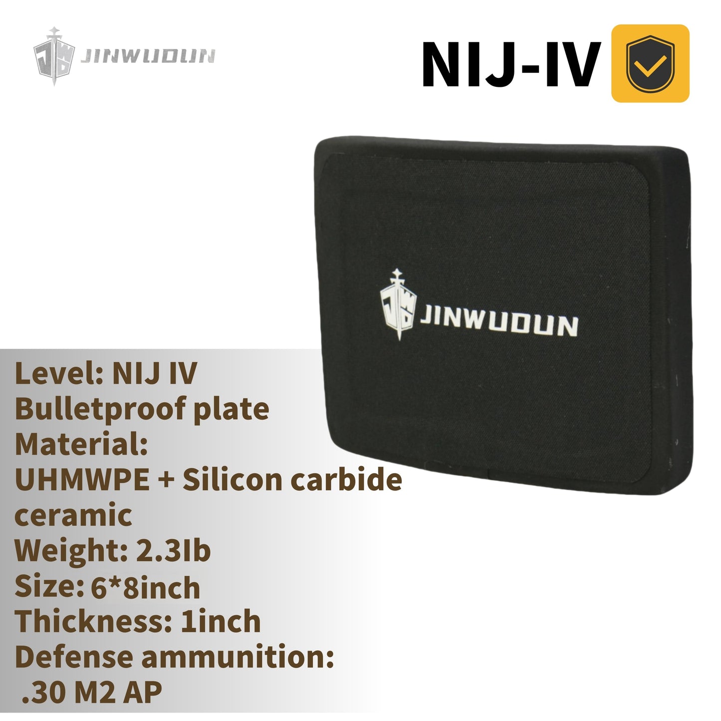 NIJ IV Level Ballistic Plate | 6x8 Inch Silicon Carbide Ceramic + PE Material