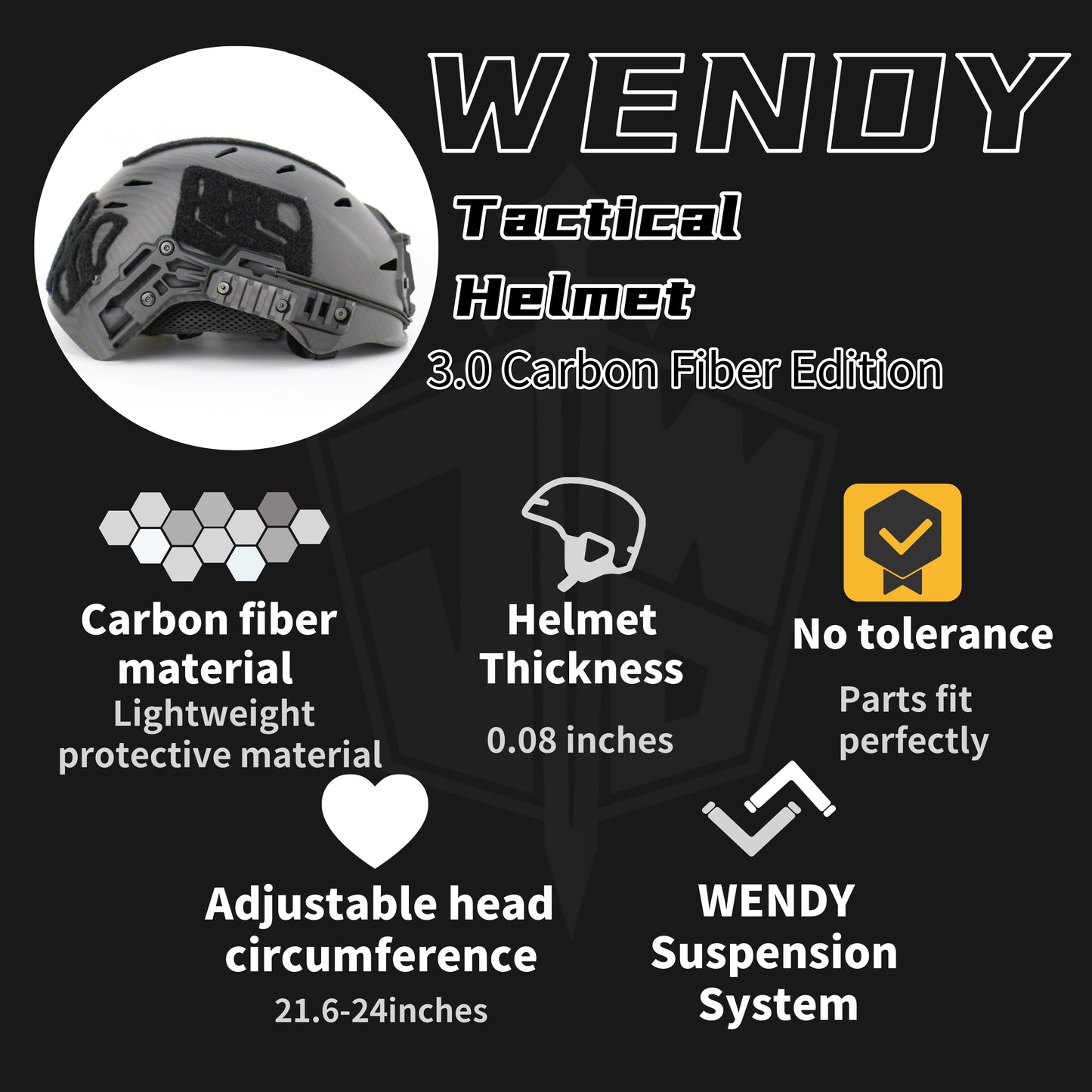 Wendy 3.0 Tactical Helmet | Carbon Fiber Riot & Impact Protection Helmet