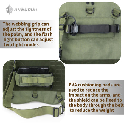 JWD-Level NIJ IIIA tactical quick-response bulletproof shield, lightweight and multi-purpose with strobe light, UHMWPE material