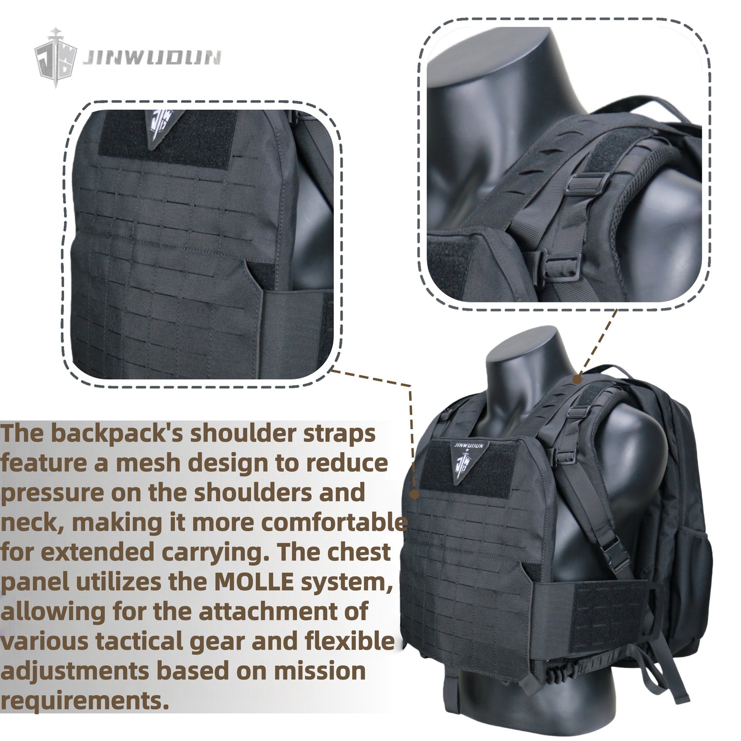 1000D Nylon Bulletproof Backpack Can Be Quickly Converted into a Bulletproof Vest