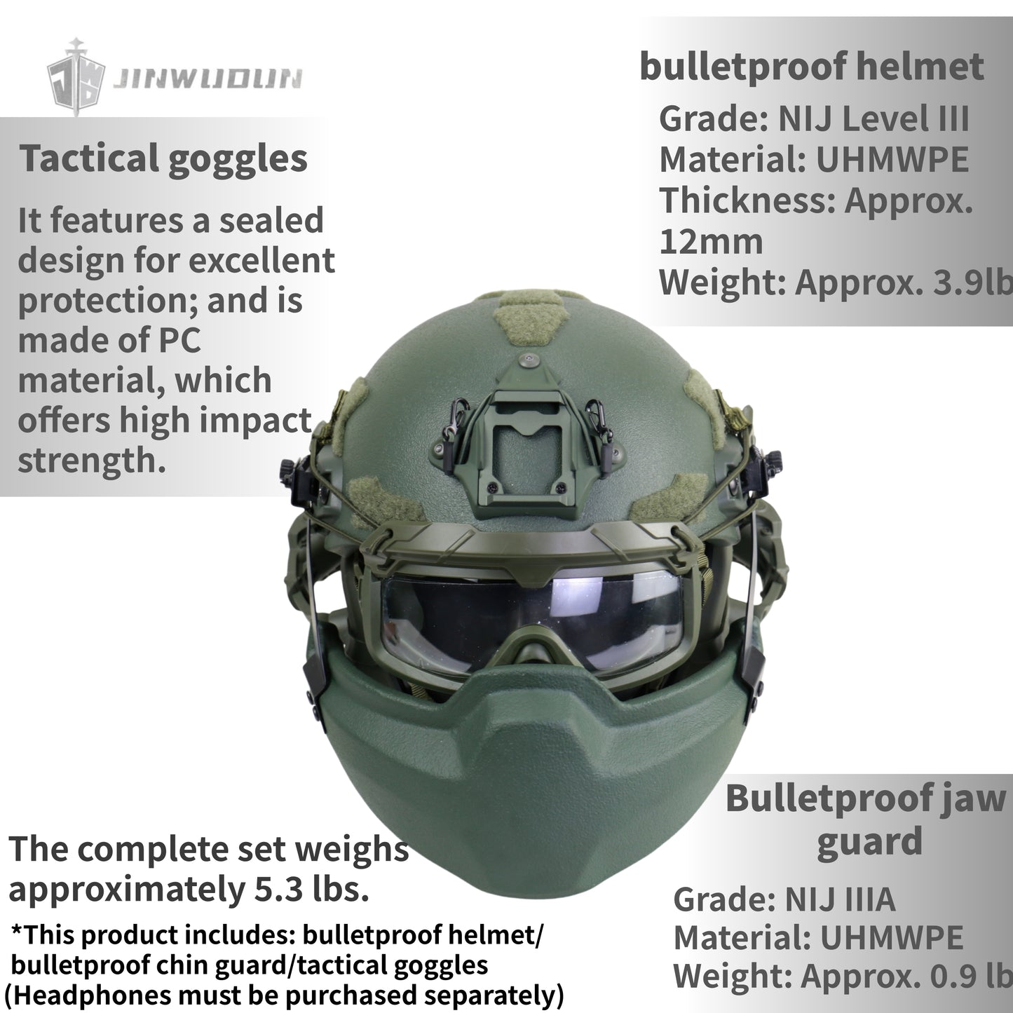 APA-07 Lightweight Level 5 Ballistic Helmet, Full Protection Tactical Helmet Against AK 7.62×39