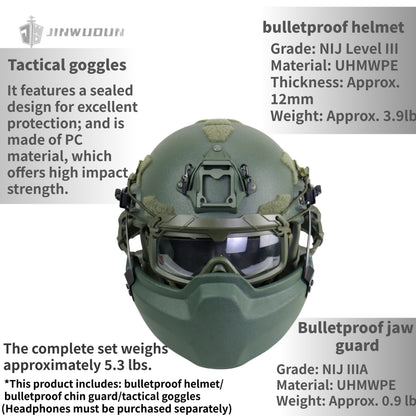 APA-07 Lightweight Level 5 Ballistic Helmet, Full Protection Tactical Helmet Against AK 7.62×39