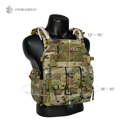 The JWD-6094 tactical vest is made of 1000D nylon and can carry two bulletproof plates on the front and back.