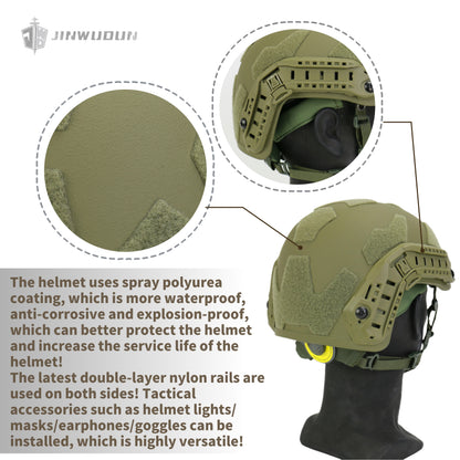 NIJ IIIA+ Protection FAST SF Bulletproof Helmet - High-Performance Aramid Material, Wendy Dual-Layer Suspension Liner