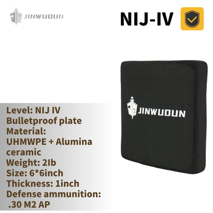 NIJ IV Bulletproof plate 6" x 6" waist ballistic insert-Alumina ceramics