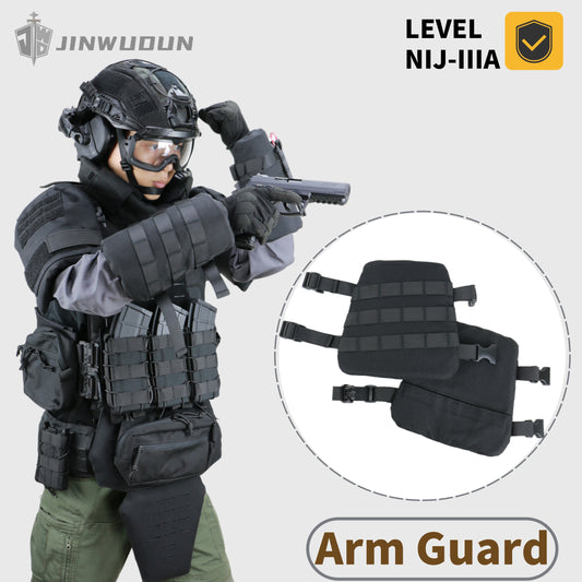 JWD-Level NIJ IIIA bulletproof arm guard with 1000D nylon fabric and MOLLE webbing