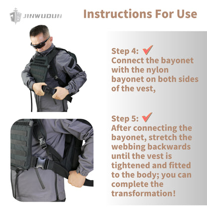 NIJ-III level tactical bulletproof backpack, 3 seconds quick change into tactical vest, nylon material, 15-20 liter capacity bag bulletproof