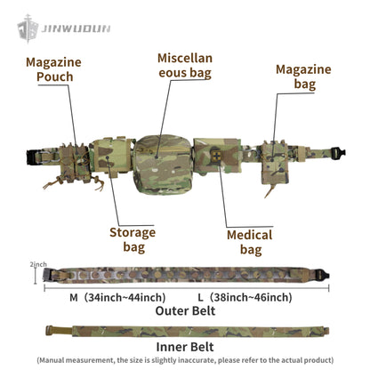 "Bison" Tactical Belt - Durable Cordura Material, MOLLE System, Metal Zipper Design