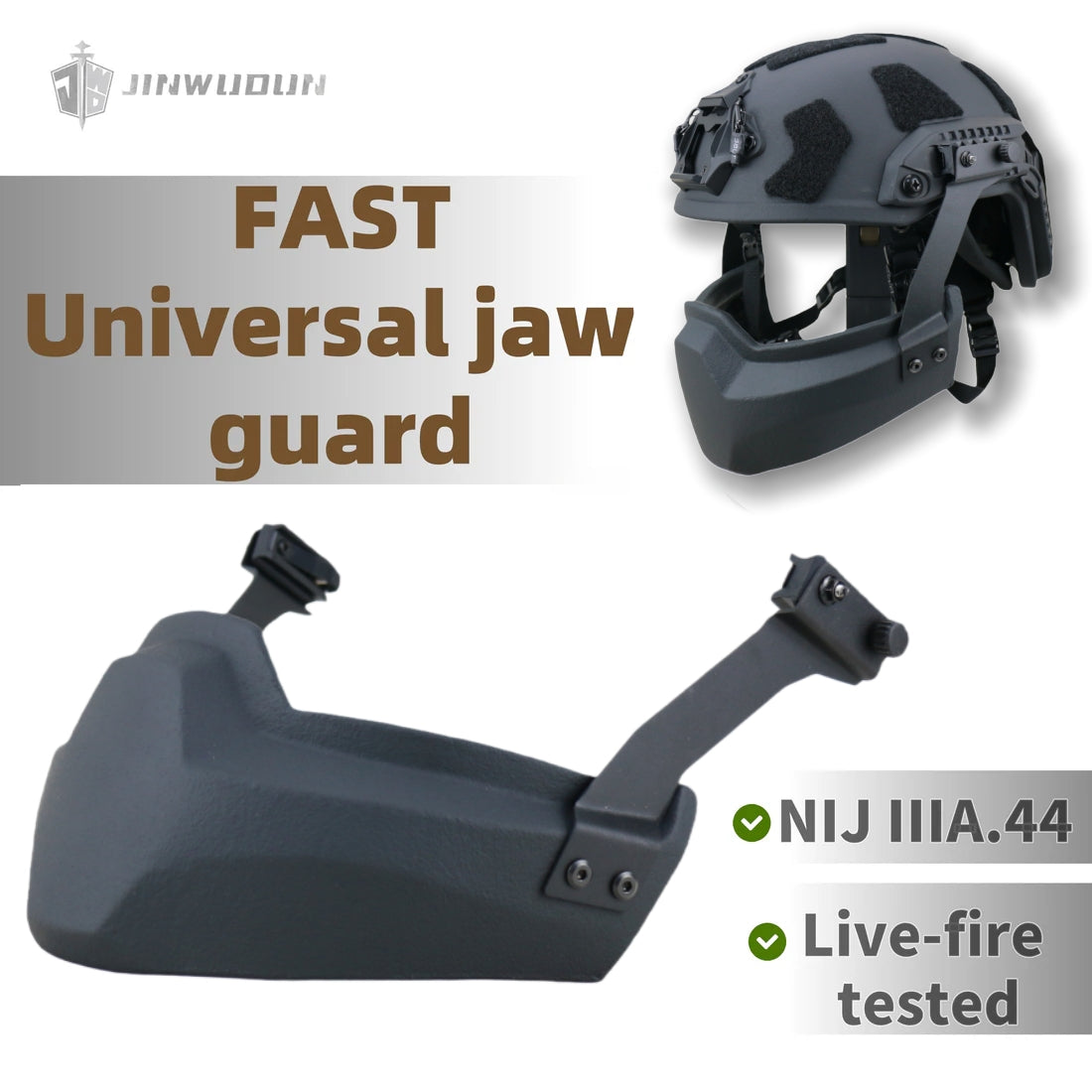 JWD-NIJ IIIA bulletproof jaw guard FAST helmet dedicated bulletproof mask can be removed