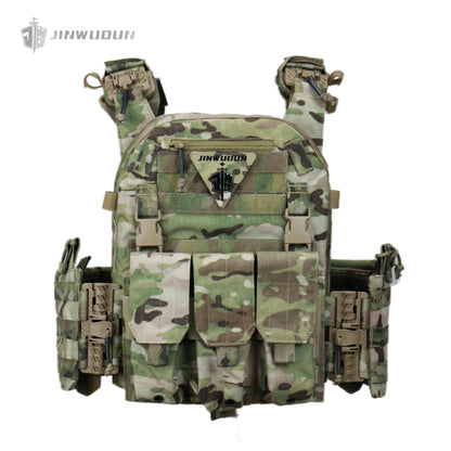 The JWD-6094 tactical vest is made of 1000D nylon and can carry two bulletproof plates on the front and back.
