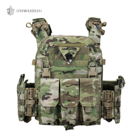 The JWD-6094 tactical vest is made of 1000D nylon and can carry two bulletproof plates on the front and back.