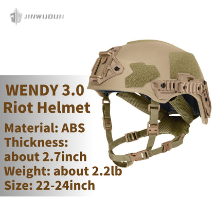 WENDY EX RAIL 3.0, tactical riot helmet made of ABS material with grain sandblasting process