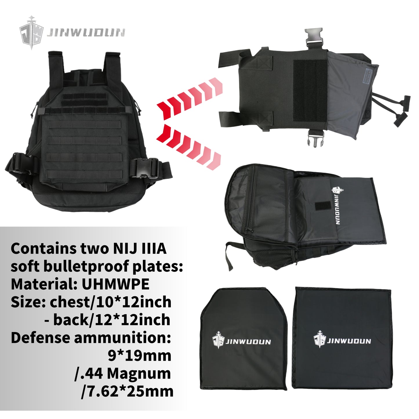 NIJ-III level tactical bulletproof backpack, 3 seconds quick change into tactical vest, nylon material, 15-20 liter capacity bag bulletproof